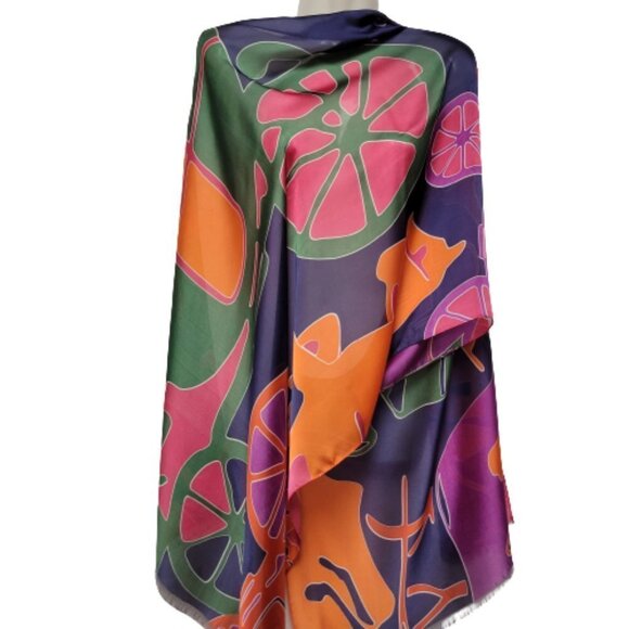 NEW Gorgeous Soft Light Multicolored 100% Silk Scarf - Picture 3 of 8